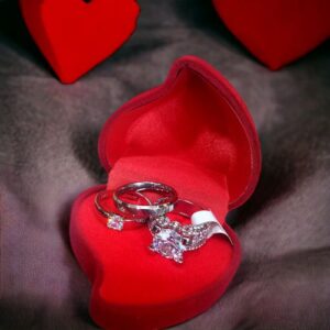 3-Pc Valencia Silver Diamond Wedding Ring Set