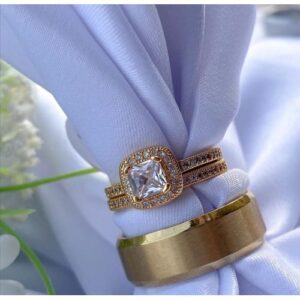 2024 Couples Gold Wedding Ring Set