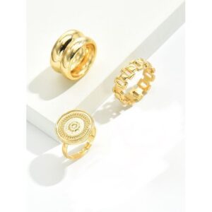 3 Piece Gold Ring Set For Women & Girls