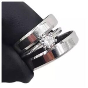 3pc.6mm Width Couple's Stainless Steel Wedding Ring Set