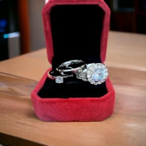 3-Pc Tuscany Silver Diamond Wedding Ring Set