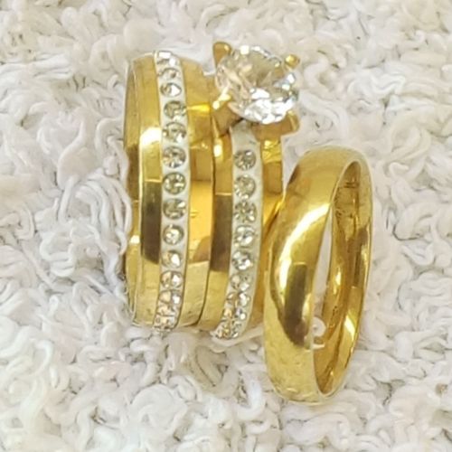 24 Karat Gold Plated Complete Couple Ring Sets D18
