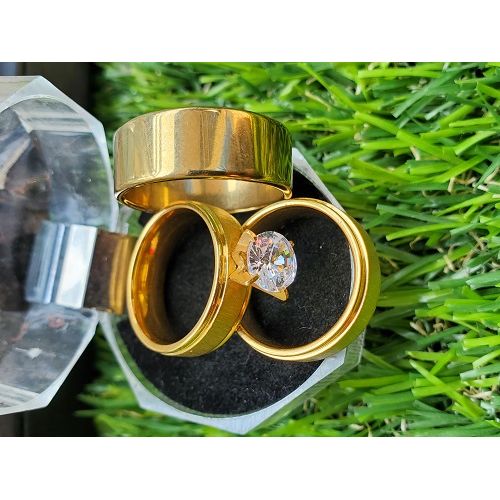 2022 Olive Gold Plated Couple Ring Set A1