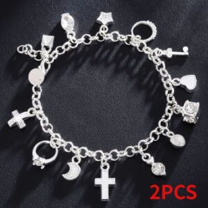 2pcs/set  Elegant Female Crystal Bracelet