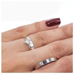 3pc.4mm Width Couple's Stainless Steel Wedding Ring Set