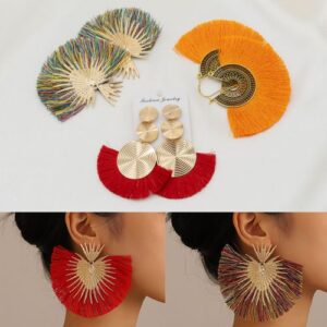 3 High-quality Exaggerated Fan-shaped Earring Set