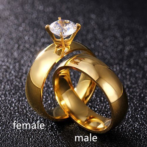 18k Gold Plated Wedding Bands Wedding Ring Set Diamond For Couple