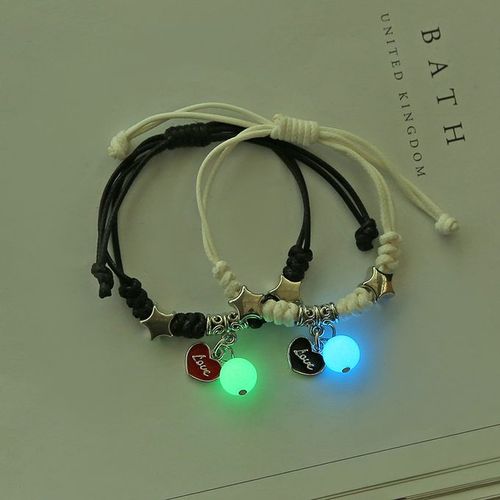 2Pcs/Set Couple Luminous Pearl Love Bracelets