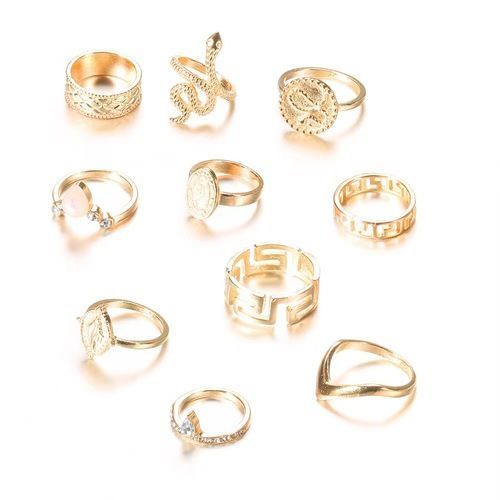 10Pcs/set Knuckle Rings Set For Ladies Gils Gift Women Jewelry - Gold