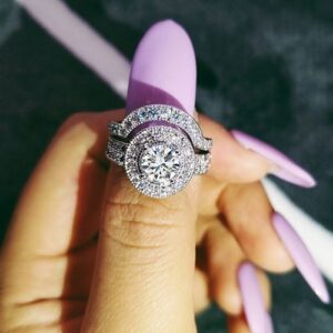 Antique Design Wedding Set - Sterling Silver