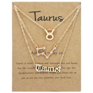 3 In 1 12 Zodiac Signs Necklace Set Taurus Golden