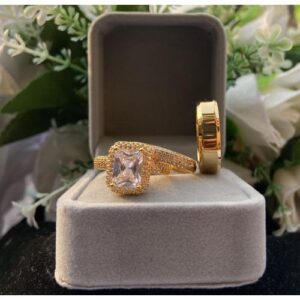 18karat Gold Plated Couple Wedding Ring Set Male And Female
