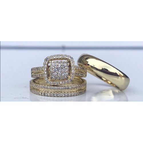 14k Non Fade Quality Gold Plated Couple Ring Set