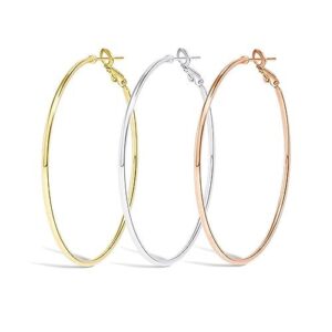2 Pairs Large Hoop Earrings,Women's Loop Earrings Set