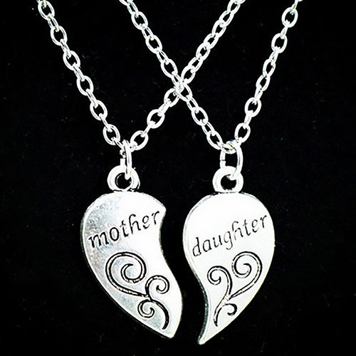 2Pcs/Set Fashion Mother Daughter Flower Carved Love Heart-