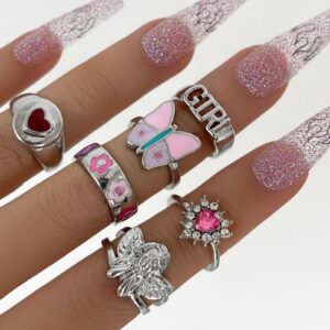 6 Pcs/set GIRL Knuckle Ring Set For Ladies Women Rings Jewelry Fashion Gift