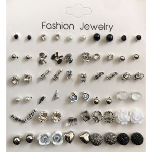 30 Pairs Of Fashion Earring Set Pearl Crystal Ear  - 002