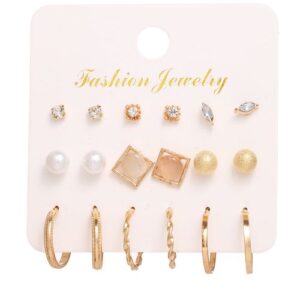 9Pairs Women's Fashion Earrings Studs Set For Daily Wear