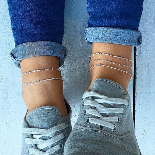A Set OF 5 Anklet Bracelet Leg Chain Jewelry