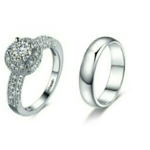 Bridal Wedding Ring Set - Silver