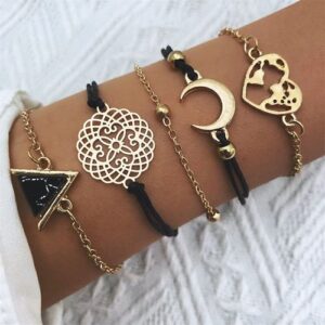 5-Piece Sun And Moon Shaped Hand Jewelry Set