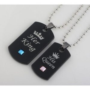 2Pcs Couple Her King His Queen Necklace Set Gift Idea