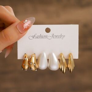 3 Pairs Of Water Drop Earrings Set