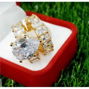 Bold Gold Plated Zirconia Couple Wedding Ring Set B7