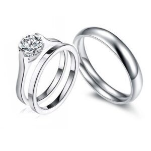 Circlie Non Fade Titanium Steel Couples Weeding Ring Set