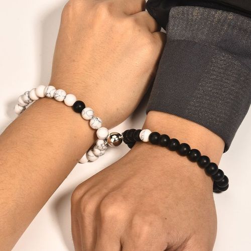 2Pcs/Set Couple Magnetic Ball Bracelets Gift For Best Friends Lovers Valentines