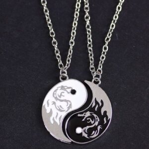 2Pcs/Set Best Friends Tai Chi Yin Yang Hollow Pendant Split-
