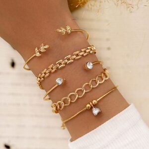 A4 Fashion Layers Of Women Fringe Beaded Bracelet Set - 5 Pcs