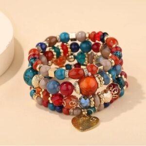 4pcs/set Bohemian Style Multi-color Bracelet Set - Stackable Elastic