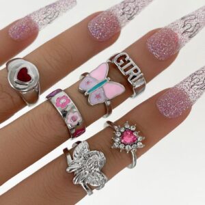 6 Pcs/set GIRL Knuckle Ring Set For Ladies Women Rings Gift