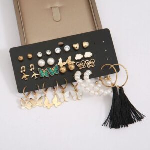 32 PCS Women's Earrings Set Pearl Earrings Butterfly Set