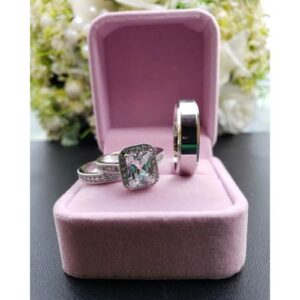 Amira'S Silver Design Superior & Original Couple Silver Wedding/Engagement Ring Set (Sizes M/12..F/9)