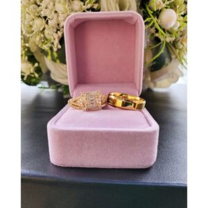 507 Gold Long Lasting Non Fading Couple's Wedding/Engagement Ring Set (Sizes..M/11...F/9)