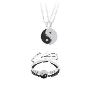 2Pcs Couple Necklace & Hand Bangle Best Friend Set Gift Idea