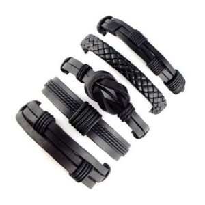 5PCS/SET Multilayer Vintage  Leather Braided Bracelet