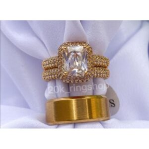 18karat Gold Plated Wedding Ring Set For Couples B78
