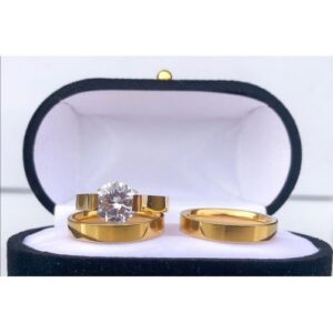 Brazilian18 Karat Gold Plated Wedding Ring Set B5