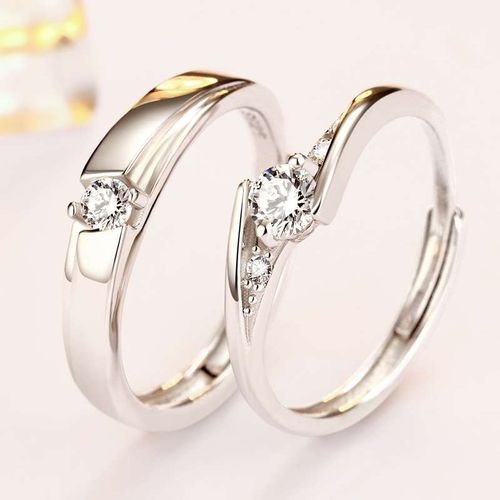 Couples Diamond Wedding Ring Set (Adjustable) + Free Box