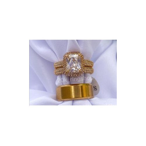 Bold Gold 22karat Gold Wedding Ring Set Couples Gold