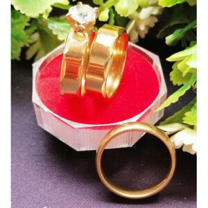 24 Karat Gold Plated Couple Ring Set B94 All Sizes Available