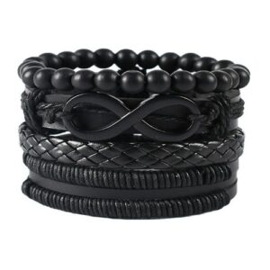 4PCS/SET Leather Braided Bracelet Jewelry