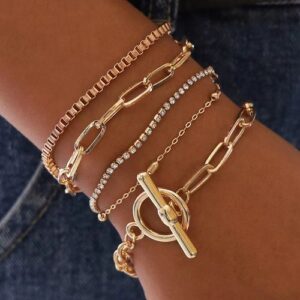 5in1 Ladies Bracelet Elegant Buckle Gold Bracelet Five Set Of Ladies Bracelets