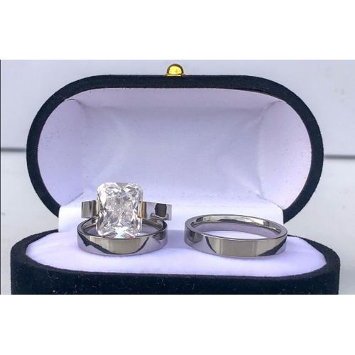 18 Karat Premium Silver Wedding Ring Set