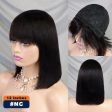 Ginger Orange Straight Full Machin Made Wigss with Bangs Short Bob Wigs for Back Women PrePlucked Brazilian