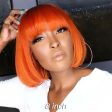 180D Orange Blonde Short Cut Straight Bob Wigss With Bangs Brazilian Straight Wigss Full Machine Made